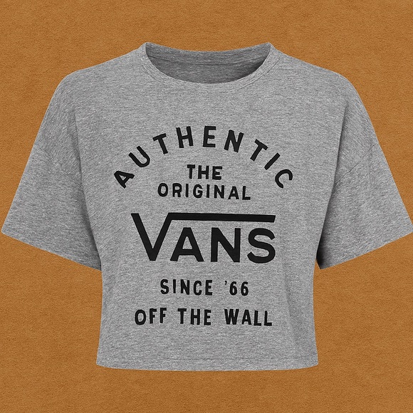 Vans "Off the Wall" Cropped Tee - Size M - Gray - Good Used Condition - Picture 1 of 4